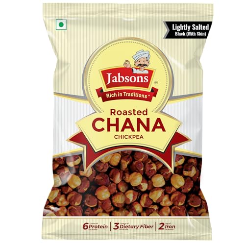 Jabsons Roasted Chana Mahabaleshwar Black – 200g | Salted Bhuna Chana | No Onion No Garlic | Gluten-Free | High Protein Snack | Roasted Black Chickpeas | Ready to Eat | Healthy Indian Snack