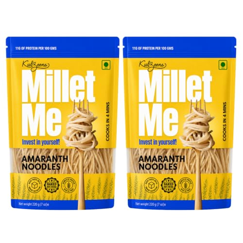 Millet Me by Kuizeens Amaranth Noodles - 220G (Pack of 2) | High-Protein | Gluten-Free Delight | Easy-to-Make | Made with Natural Amaranth Grain |Perfect for Weight Management | Jain | No Onion & Garlic