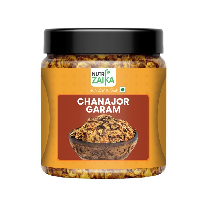 NUTRIZAIKA Chana Jor Garam | Spicy & Crunchy Roasted Chana Snack | High Protein & Fiber | Traditional Indian Namkeen |250gm