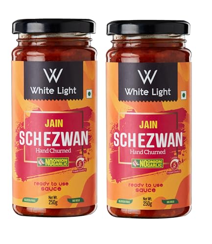White Light Food Jain Schezwan Sauce l No Onion No Garlic l Ready to Eat Healthy Food - Pack of 2, 250g Each