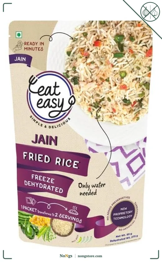 Eat Easy Jain Fried Rice – 95g | No Garlic No Onion Ready to Eat & Cook | Freeze Dehydrated Instant Rice | 100% Veg | No Preservatives | Just Add Water