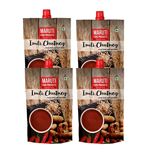 Maruti Food Products imli Chutney Tangy Delight: Tamarind Sweet Chutney - Imli Khajoor Ki Khatti Meethi Chatpati Chutney| No Artificial Flavors, Gluten Free, Jain Friendly (Pack of 4)