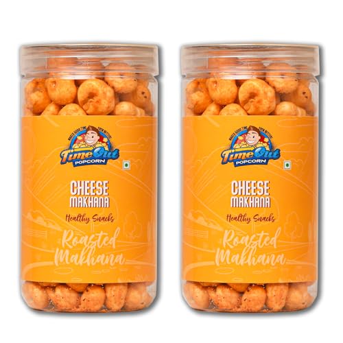 Time Out Popcorn - Cheese Jain Roasted Makhana | Flavoured Makhana | Healthy Crunchy Foxnuts | Gluten Free Snacks | Pack of 2 x 70g