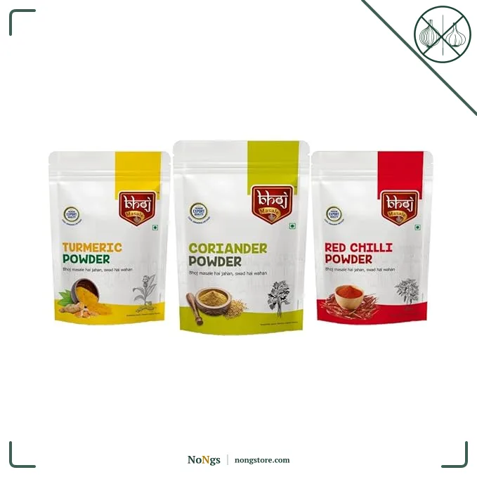 Bhoj Masale Haldi, Dhaniya And Red Chili Powder Combo Pack 200GM Each | Aromatic Spice for Flavorful Indian Cooking | For Flavorful Cooking | No Artificial Flavor Added