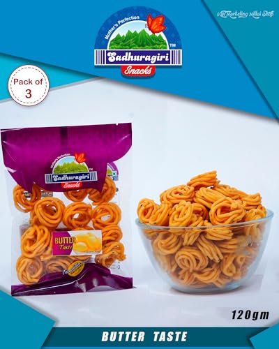 Sadhuragiri Butter Flavored Muruku from Theni (Pack of 3 x 120g)