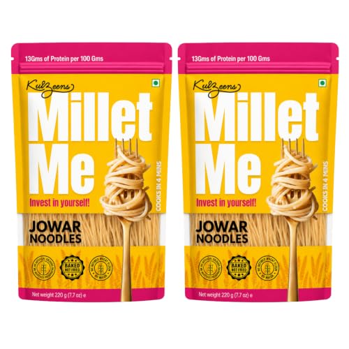 Millet Me by Kuizeens Gluten-Free Jowar Noodles - 220G (Pack of 2 ) | High-Protein SorghumNoodles | Gluten-Free Delight | Easy-to-Make | No MSG | No Preservatives | Low Glycemic |Jain | No Onion & Garlic