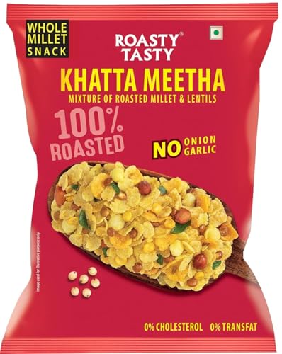 Roasty Tasty Khatta Meetha Roasted Millet Namkeen Snack 200g Pack of 2 | Oil-Free, Millet Snack For Kids | No Onion, No Garlic | Healthy Snacks