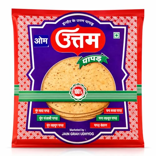 Om Uttam Chana Masala Papad - 100% Natural Papad | 400 Gram | Fresh and Homemade