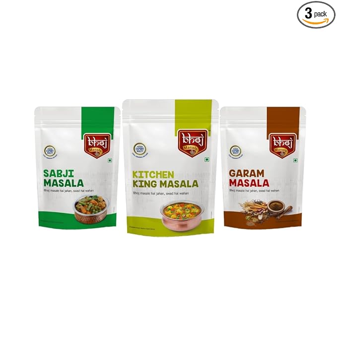 Bhoj Masale Sabji, Kitchen King And Garam Masala Powder Combo Pack 200GM Each | Aromatic Spice for Flavorful Indian Cooking | For Flavorful Cooking | No Artificial Flavor Added. No colour, no preservatives, no Onion & No Garlic ( Jain Friendly)