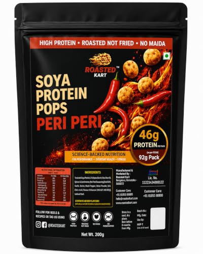 Roasted Kart Soya Protein Pops, Peri Peri Flavour, High Protein 92g per Pack, Roasted Not Fried, No Maida, 200g