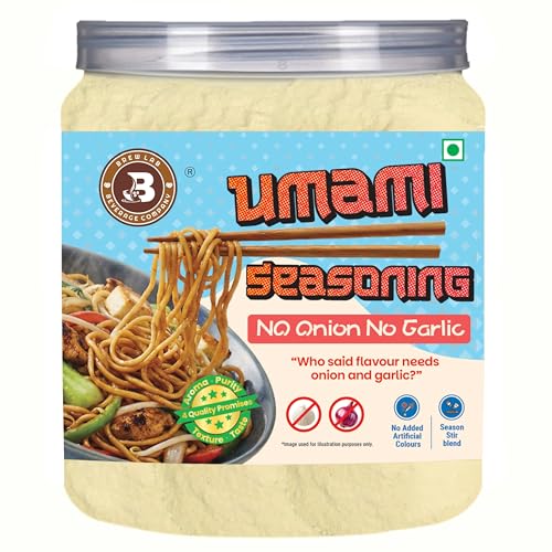 Brew Lab No Onion No Garlic Umami Masala | Jain & Satvik Friendly Asian Seasoning for Noodles, Fried Rice, Soups & Stir-Fries | High Umami Taste | 250g