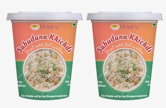 Bhaat.in Sabudana Khichdi |Pack of 2| Desi ghee| Ready to Eat Khichdi Bowl | Instant Healthy Comfort Food | Wholesome Meal in 7 Minutes| Ready-to-Eat Instant Meal | No Onion, No Garlic | NO PALM OIL | Vegetarian & Gluten-Free | Perfect for Daily Breakfast & TravelNUT FREE