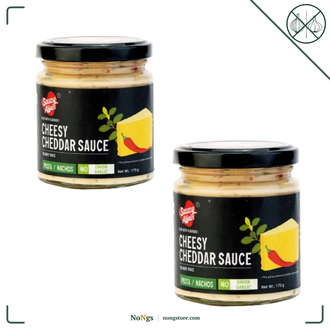 Saucy Affair Sauce- No onion No Garlic Sauce | Cheesy Cheddar Sauce Set of 2 | Creamy, Flavorful, Perfect for Dipping, Drizzling & Cooking, 340 gram