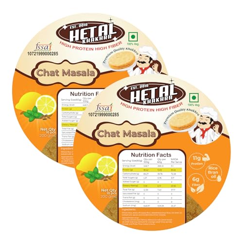 Chat Khakhra | JAIN | Crispy | Ready To Eat | High Protein High Fiber| No Palm Oil | 200g Vacuum Pack Of 2