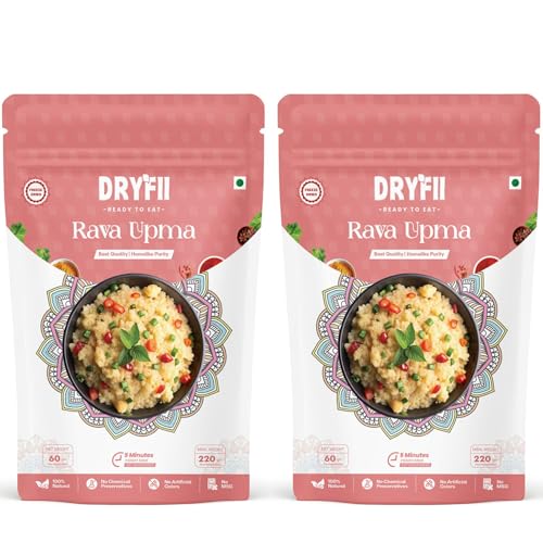 Dryfii Ready-to-Eat Instant Jain Upma | Pure Veg | Freeze Dried | No Onion, No Garlic | Rehydrated Weight 440 g