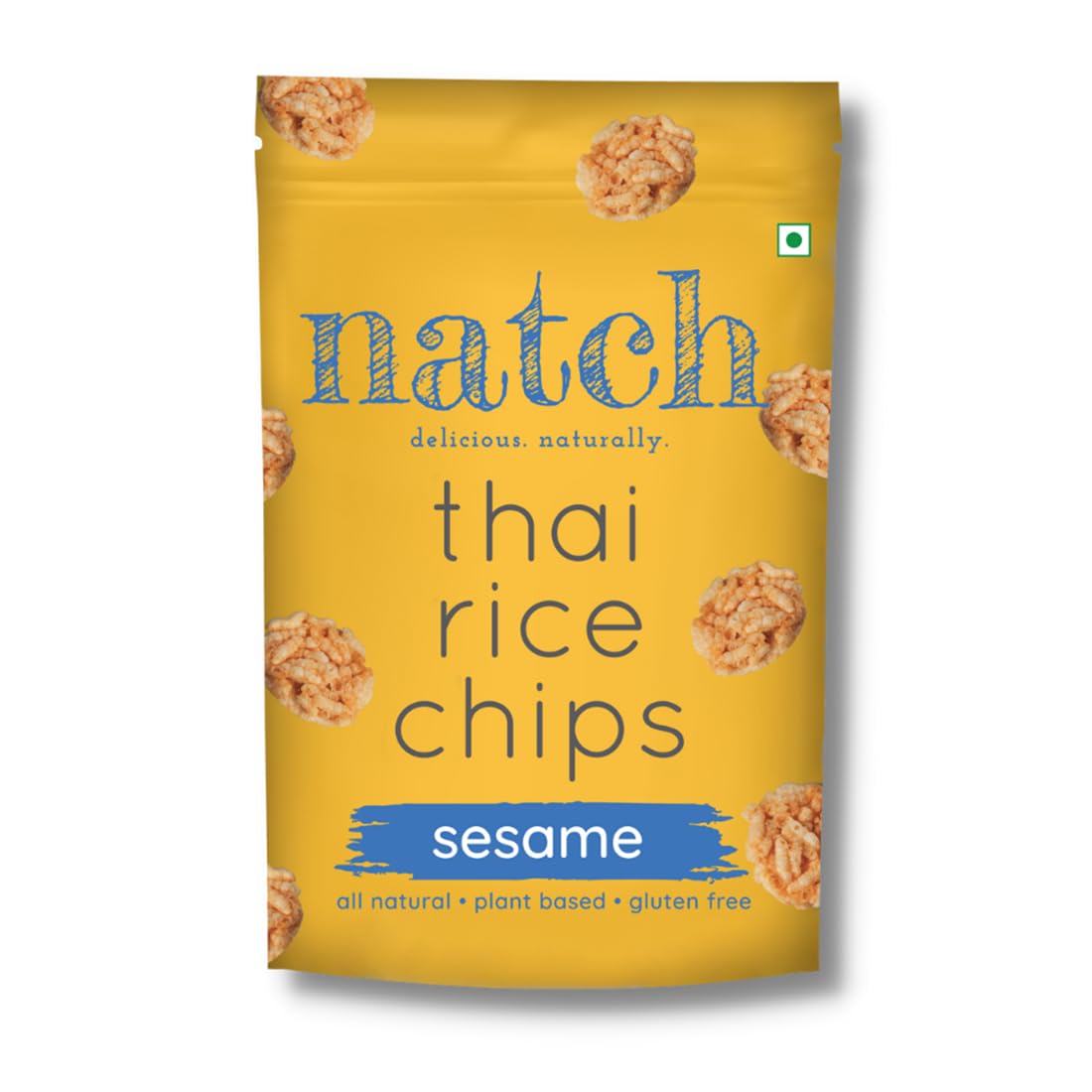 Natch Thai Sticky Rice Chips, Gluten Free, Vegan, Party Family Pack, All Natural Crunchy Crackers (Sesame) 100 Gm