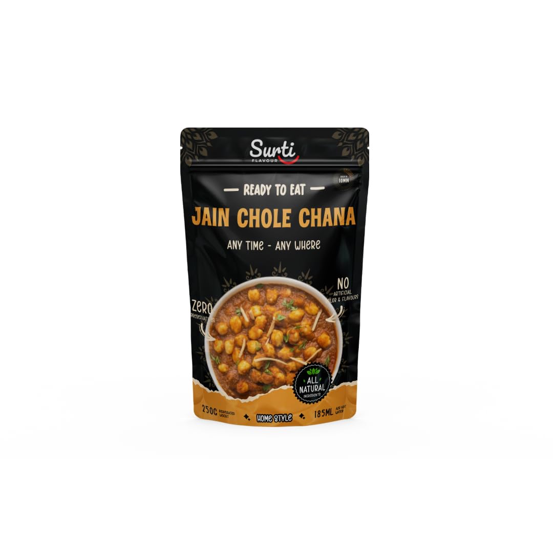 Surtiflavour Authentic Jain Chole Chana, Instant Ready-to-Eat, 250 gram, Gluten-Free, Preservative-Free, Vegetarian (Pack of 1)