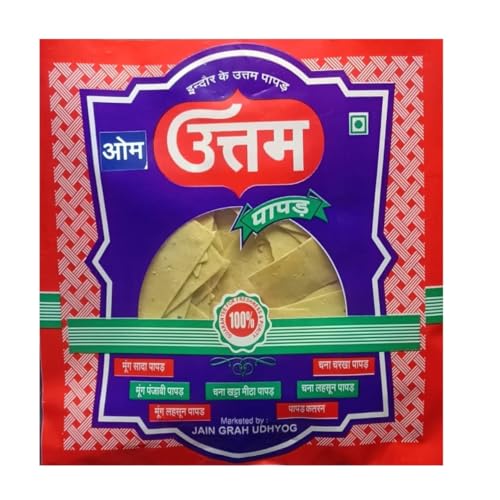Om Uttam Papad Katran, Traditional Indian Crispy Snack Chips, Moong Flour Based, 1kg