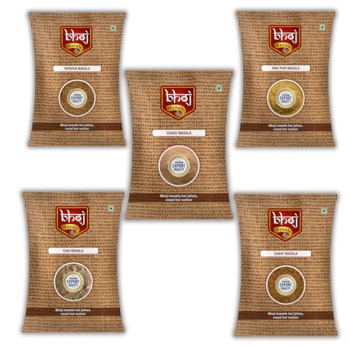 Bhoj Masale Chai, Chaas, Chaat, Paratha And Panipuri Masala Powder Combo Pack 100GM Each | Top Up Masale For Kitchen. No Colour No Preservatives No Onion No Garlic (Jain Masala)