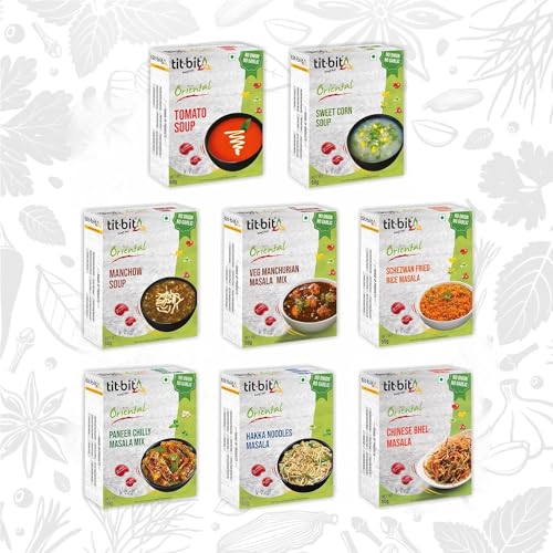 Tit-Bit Oriental - No Onion No Garlic Chinese Masala's Easy to Cook (Jumbo Combo),8 Count