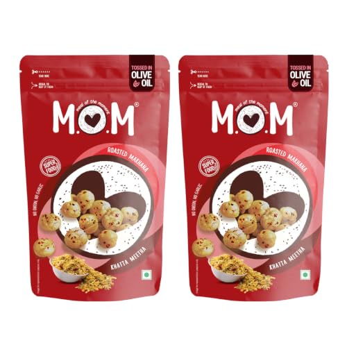 MOM - Meal of the Moment, Roasted Khatta Meetha Makhana (Pack of 2), 60g each | Source of Protein | No Palm Oil | Gluten free