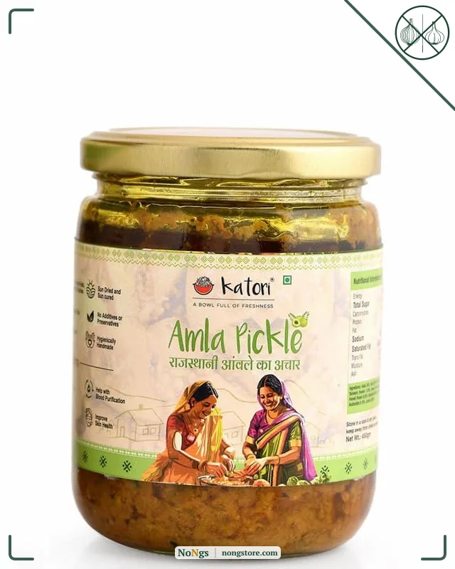 Katori Amla Pickle 450g | Traditional Homemade Amla Achar | Sun Cured Indian Gooseberry Pickle in Mustard Oil | No Preservatives | No Onion and Garlic