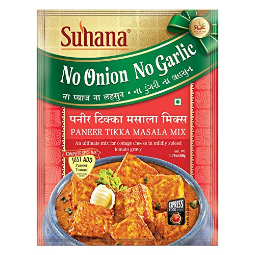 Suhana Paneer Tikka Nong (No Onion No Garlic) 50g Pouch | Spice Mix | Easy to Cook | Pack of 4