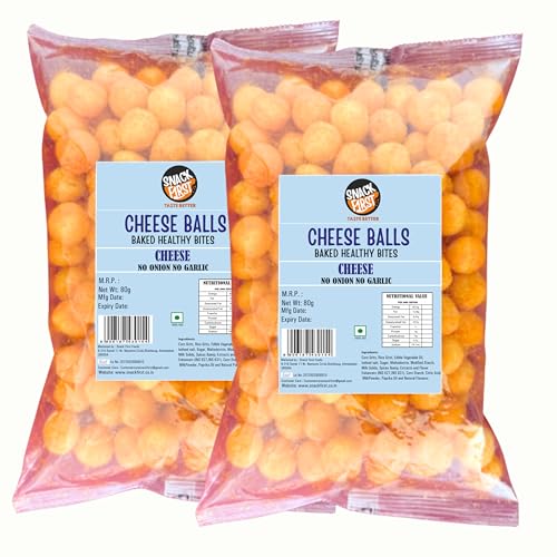 Snack First Cheese Balls, Corn balls, Combo of 2, No Onion No Garlic, Jain, Puffed Snack, Corn Puffs, Healthy Snack, Namkeen, Each 80g