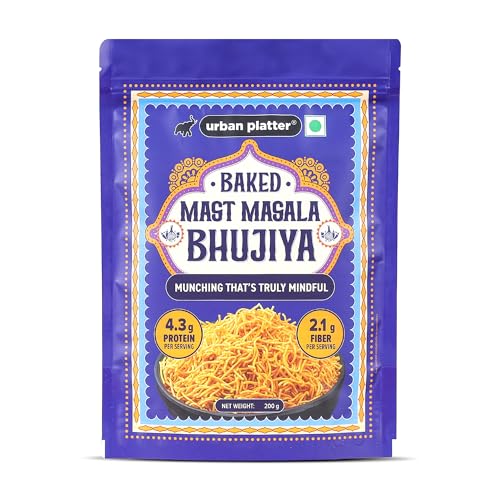 Urban Platter Baked Bhujia/Bhujiya Mast Masala, 200g (Baked Not Fried, Better-For-You Indian Snack, 4.3g Protein & 2.1g Fibre)