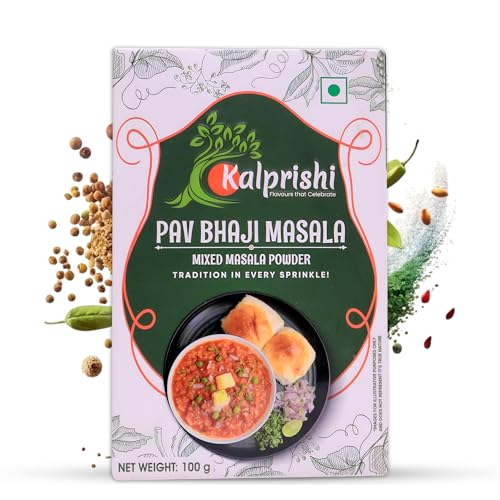 KALPRISHI Pav Bhaji Masala Powder 100g - Authentic Mumbai Street Style Masala, Spicy Tava Mix for Pav Bhaji, Snacks, Tadka & More, Natural Oils, No Preservatives, Rich Aroma & Taste, Pack of 1