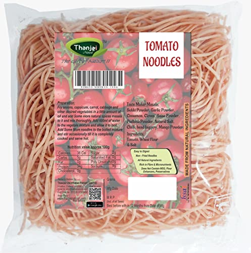 Thanjai Natural Tomato Noodles 180 Grams of Homemade Natural Noodles (No Maida Hakka Noodles, Not Fried, No MSG, Classic and Mild Millet Noodles No Maida Hakka Noodles, Not Fried, No MSG, Classic Millet and Mild Millet Noodles No Preservatives, No Chemicals, No Artificial Extract)