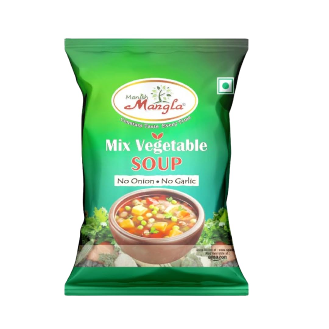 Manish Mangla Mix Vegetable Soup 500g | Instant Veg Soup Powder No Onion No Garlic | Healthy Soup Mix | Quick Soup Ready in Minutes | Rich Taste Vegetable Soup Powder