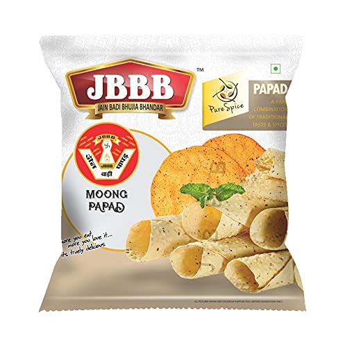 JBBB Moong Papad Plain 400g Pack | Homemade Crispy Tasty Moong Daal Papad with Traditional Indian Spices | Crispy Indian Snacks Easy Digestive Rajasthani Snack for Lunch, Dinner & Daily Eating