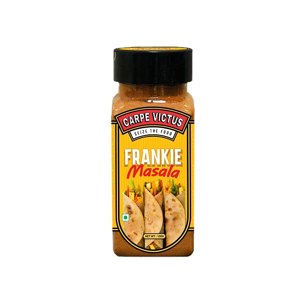 Carpe Victus No Onion No Garlic Authentic Jain Mumbai Frankie Masala for Vegetarian Food, Seasonings for Wraps, Rolls, Sandwiches, Burgers, Franky Seasoning Masalas for Unique Flavor, 100 gms