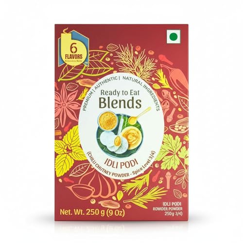 6Flavors Idli Podi Powder 250g | Chutney Powder | Podi Masala South Indian | Gunpowder Podi for Idli, Dosa & Rice | No Onion No Garlic No preservatives | Flavor: (Extra Spicy)