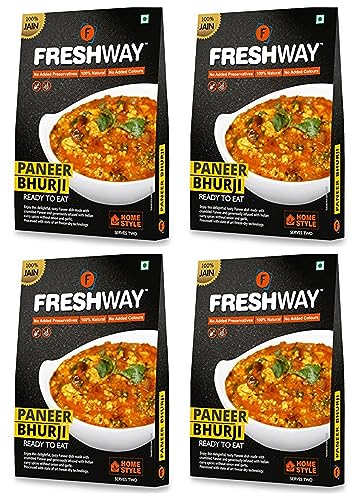 Freshway Ready to Eat Jain Combo Pav Bhaji & Paneer Bhurji Pack of 2 | Freeze Dried Instant Jain Meals | No Onion No Garlic | 100% Vegetarian | Quick, Healthy & Travel Friendly Indian Food