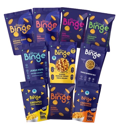 The Healthy Binge Ultimate 10 Assorted Healthy Snacks Combo – Millet Snack Combo | Baked Snack Variety Pack | Healthy Snacks for Kids and Adults (Pack of 10)