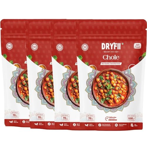 Dryfii Ready-to-Eat Instant Jain Chole | Pure Veg | Freeze Dried | No Onion, No Garlic | Rehydrated Weight 920 g (Pack of 4)