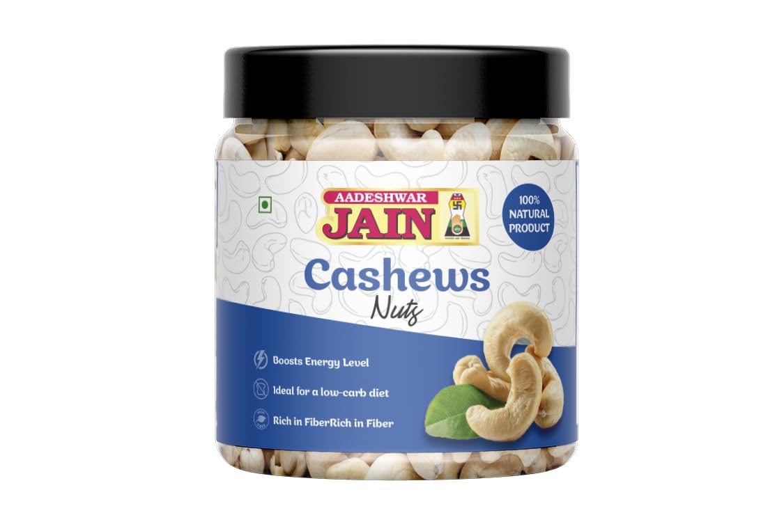 Aadeshwar Jain Cashews | Whole Cashew Nuts | Premium Kaju | Dry Fruits rich in Protein | Rich in Fibre | Healthy Snacks | 100% Natural Dry Fruit (250g)