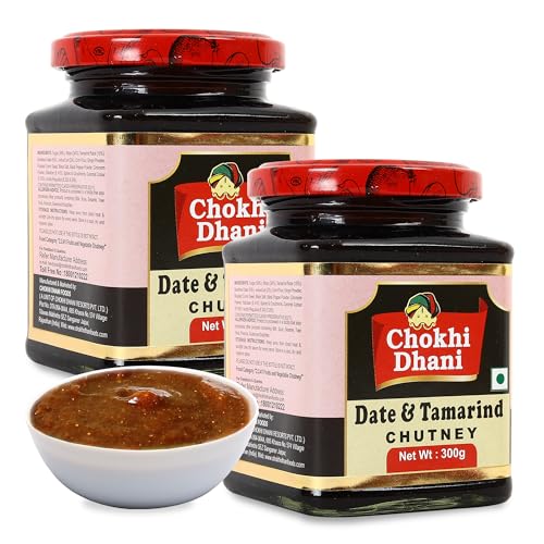Chokhi Dhani Tamarind Date Chutney 300g Each (Pack of 2) | Authentic Imli Khajoor Ki Khatti Meethi Chutney | Sweet & Tangy Dip for Chaat, Samosa & Snacks | Jain-Friendly | No Preservatives
