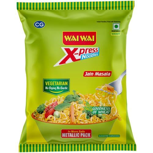 Waii Waii X-Press Instant Noodles, Jain Masala, Vegetarian, 60g Pack of 12