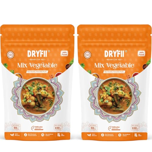 Dryfii Ready-to-Eat Instant Jain Mix Vegetable | Pure Veg | Freeze Dried | No Onion, No Garlic | Rehydrated Weight 460 g