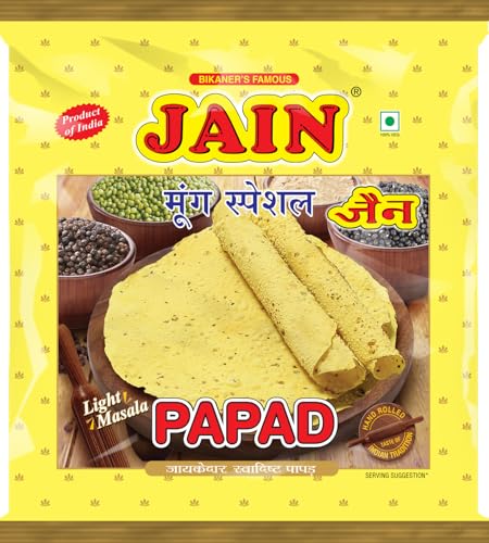JAIN Papad Moong Dal Special Light Masala, 1Kg, 10 Inch, Handmade