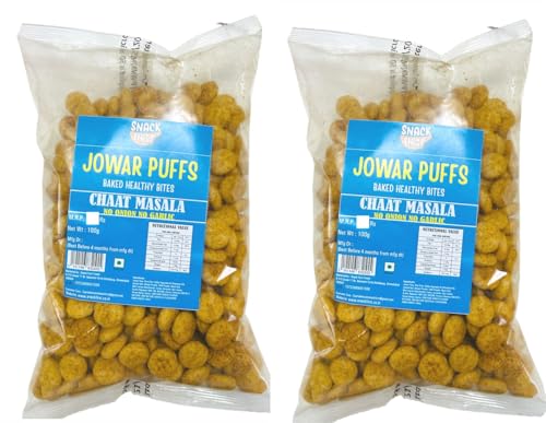 Snack First Baked Jowar Puffs, Combo Of 2, Chaat Masala, No Onion No Garlic, Jain, Puffed Jowar Puffs Healthy Snack, Diet-food, Low Calorie, Nutritious Snack, Healthy Namkeen, Each 100g, Pouch