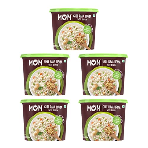 MOM - Meal of the Moment, Ghee Rava Upma with Bhujia, 75g (Pack of 5) - Ready to Eat | Instant Food | No Added Preservatives