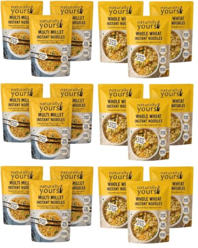 Naturally Yours Instant Noodles Combo | Khapli Whole Wheat & Multi Millet Variety Pack | Maida Free, High Protein & Fiber | Steam Dried, Non Fried | No Onion No Garlic, Jain Friendly | 175g x 18 Pack