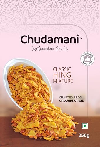 Chudamani Classic Hing Mixture, Kettlecooked Snacks, Traditional Handmade, Crunchy Hing-Flavoured Mixture, Healthy Indian Snacks, Palm Oil Free - 250gm