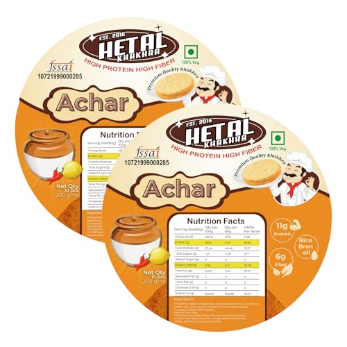 Achar Khakhra | JAIN | Crispy | Ready To Eat | High Protein High Fiber| No Palm Oil | 200g Vacuum Pack Of 2