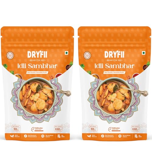 Dryfii Ready-to-Eat Instant Idli Sambhar | Pure Veg | Freeze Dried | Suitable for Jain | Rehydrated Weight 460 g