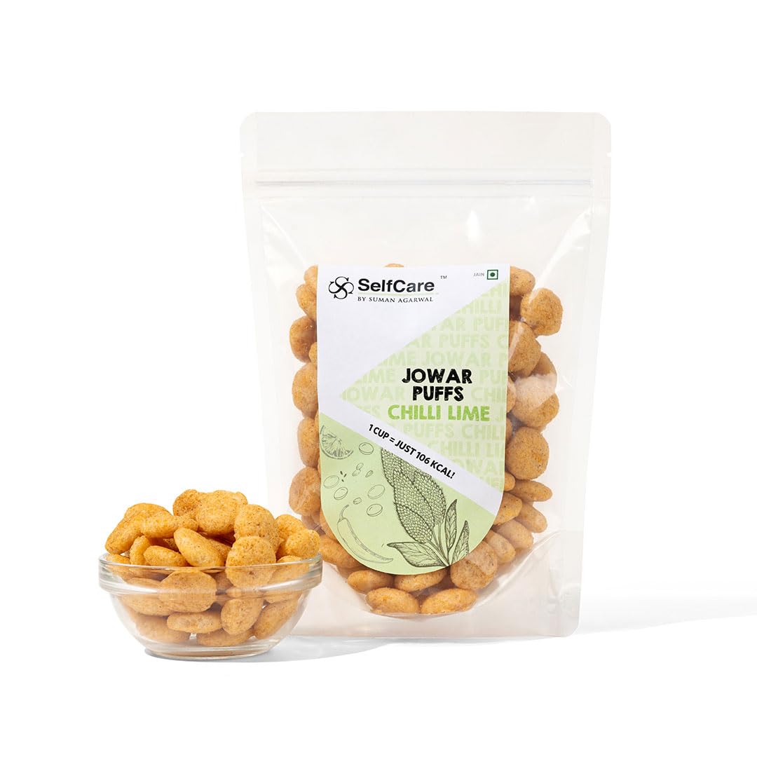 SelfCare By Suman Agarwal Jowar Puff - Chilli Lime - 75g (Pack of 1) | Roasted | No Added Artificial Flavors or Preservatives | Savoury - Snacks - Namkeen - Grocery | Vegan - Jain - Travel Friendly |